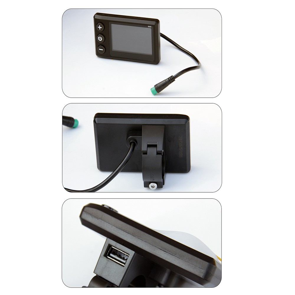 24V-60V E-Bike S866-1S LCD Display Meter Control Panel w/USB Port 5Pin WP Plug