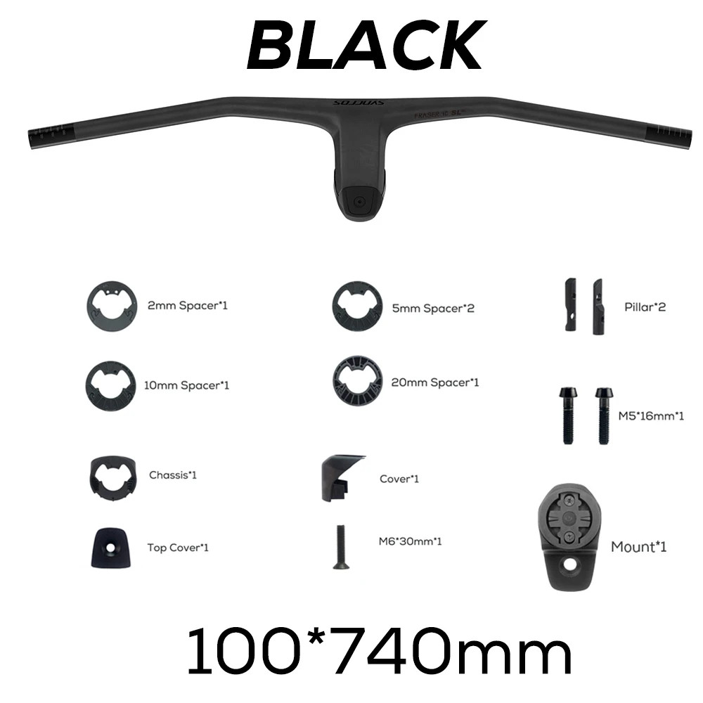740MM -20° Degree Carbon Integrated Cockpit MTB Handlebar with Titanium Screws