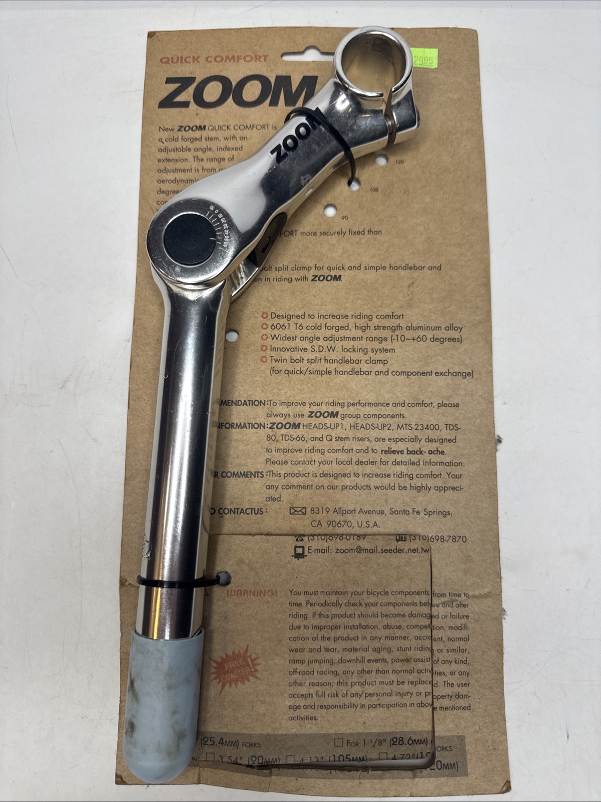 Zoom Quick Comfort Adjustable 120mm Extension 180 Length 80-150 Deg #u3