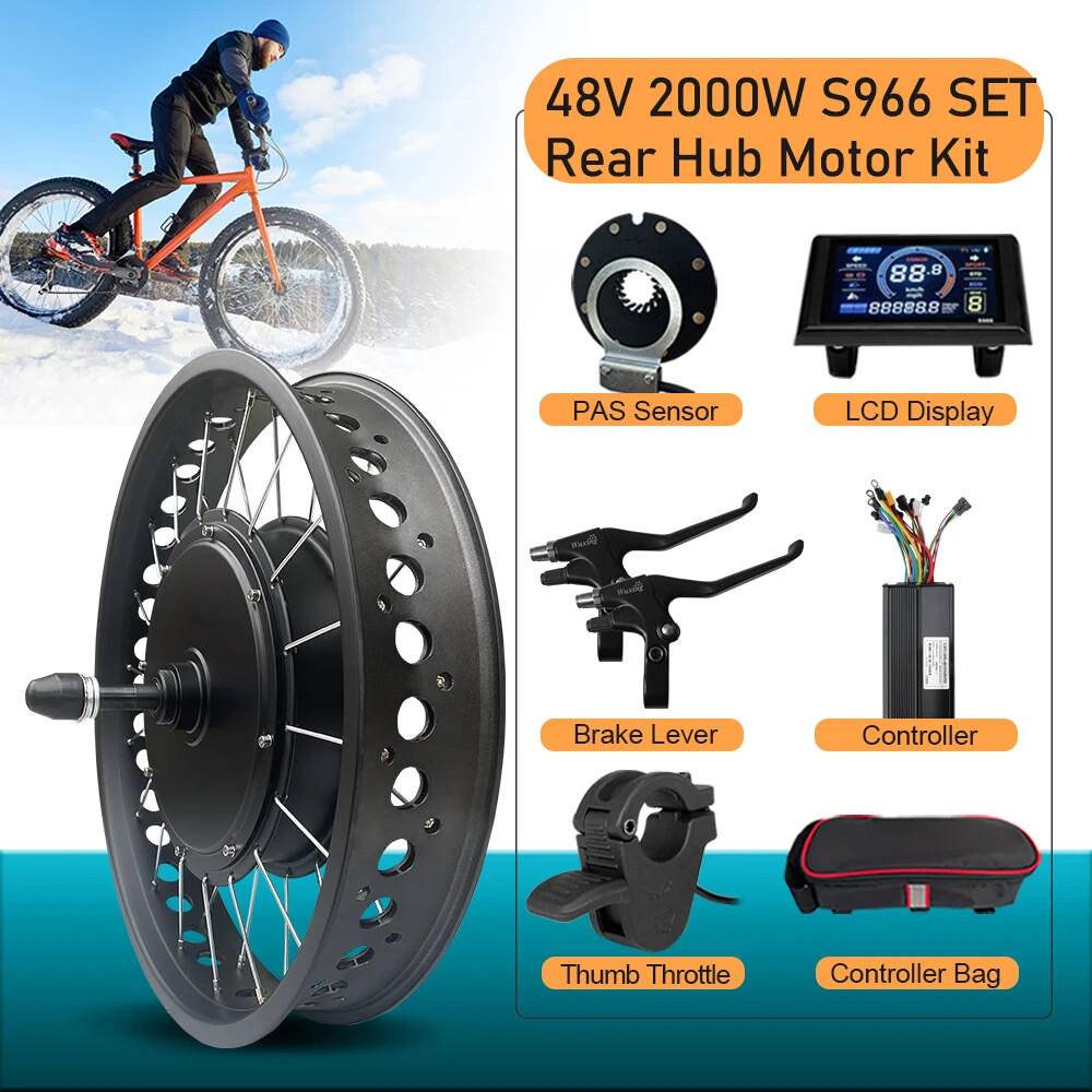 48V 2000W 20/24/26inch Snow E-bike Fat Brushless Gearless Rear Rotate Hub Motor
