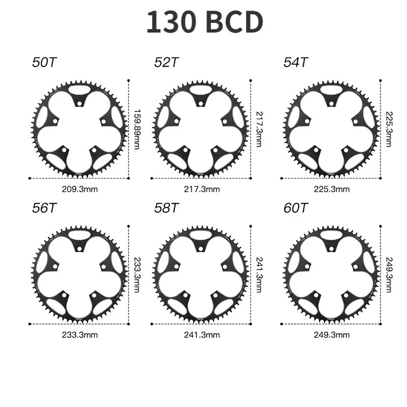 110 130 BCD Chainring 36T 38T 40T 42T 46T 50T 52T 54T 56T 58T 60T Wide Narrow Ch