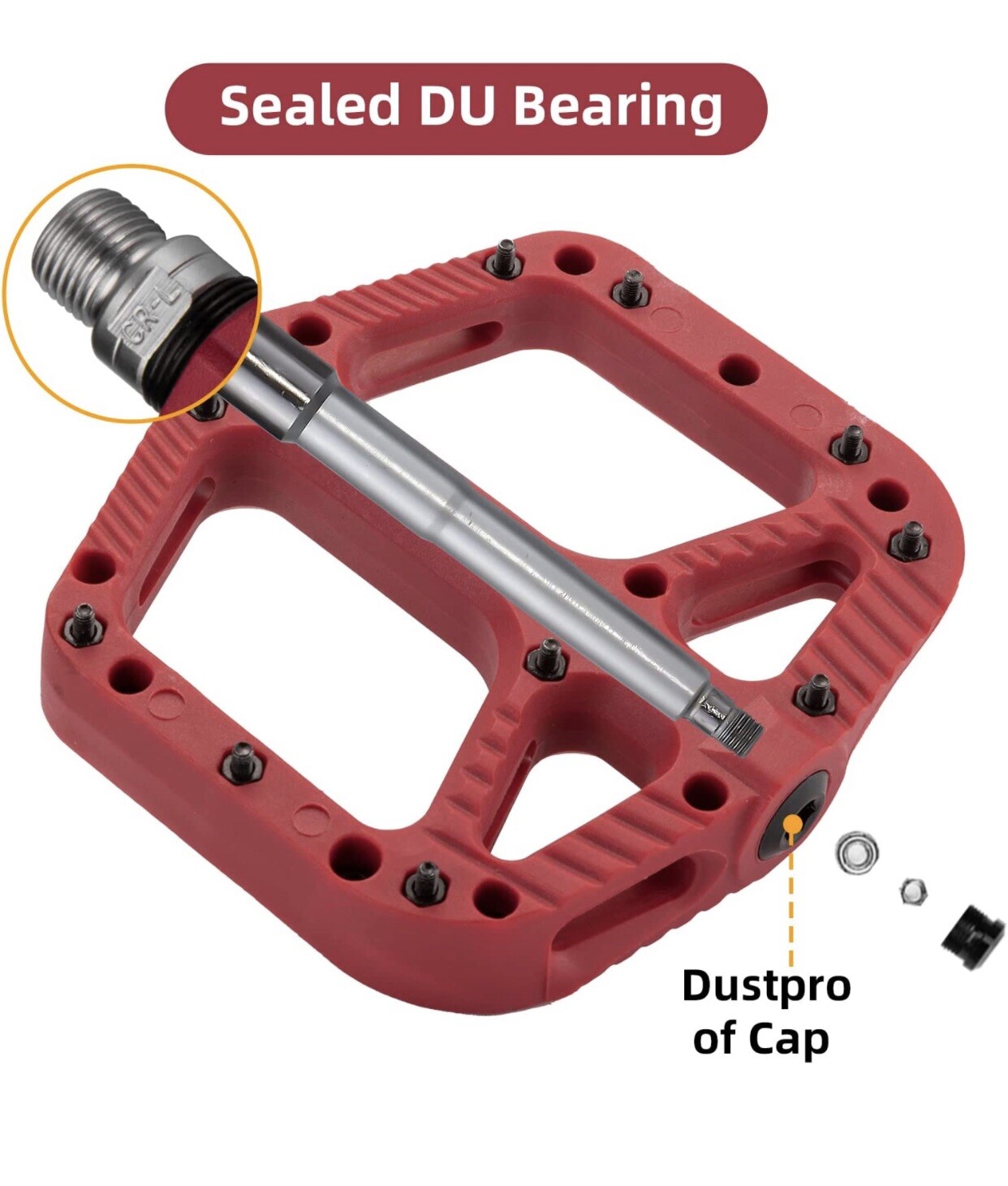 2 ROCKBROS Mountain Bike Pedals Nylon Composite Bearing 9/16″ MTB Bicycle Pedal