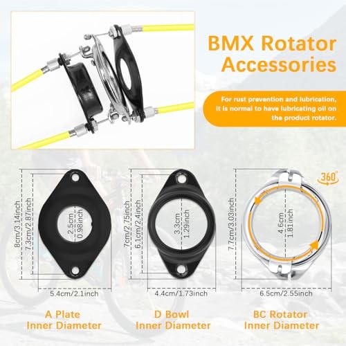 BMX Bike Gyro Brake Cables Front+Rear (Upper+Lower) with Spinner Rotor