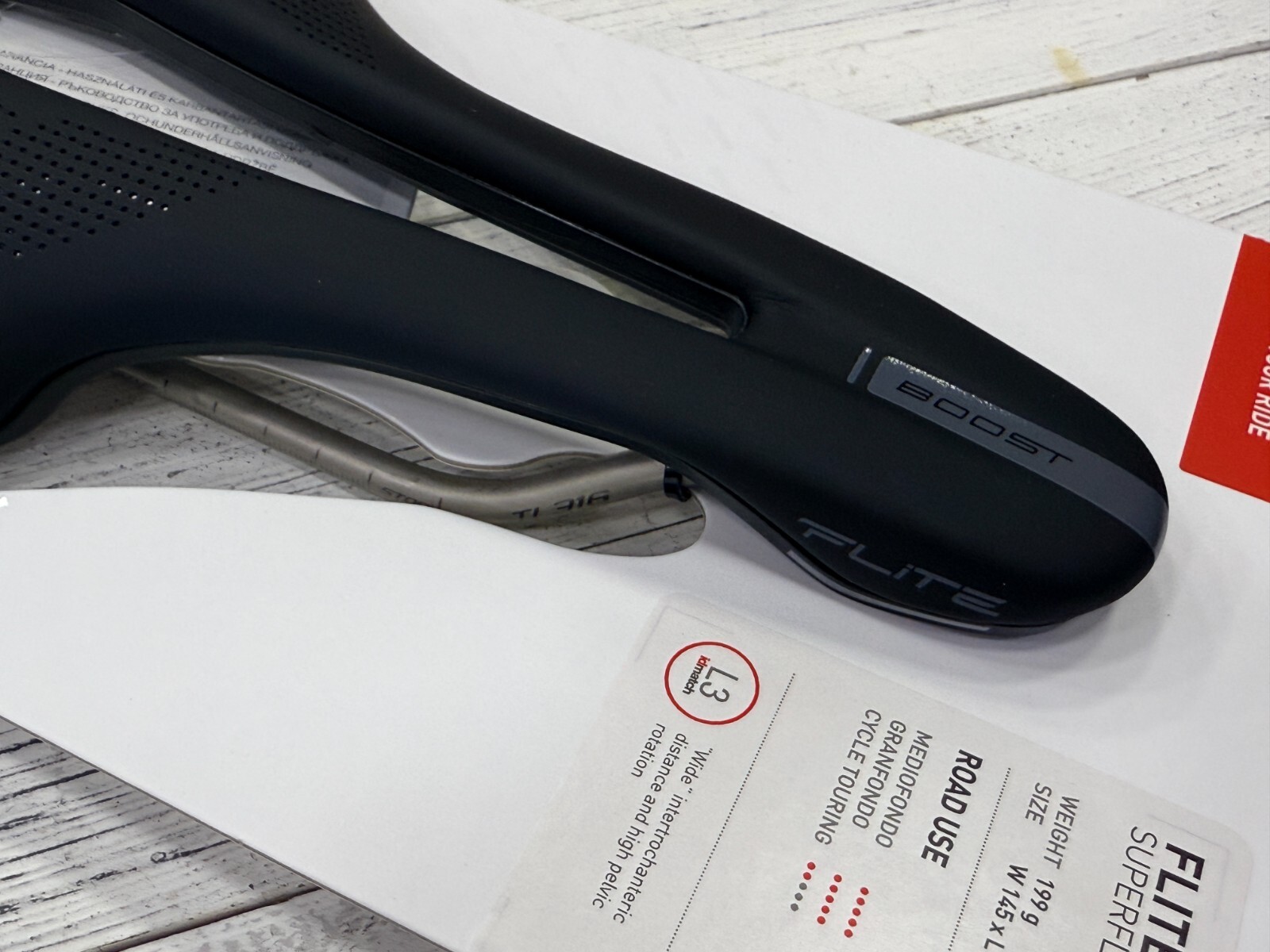 Selle Italia Flite Boost Superflow Ti316 Rail Saddle Black L3(145x248mm)