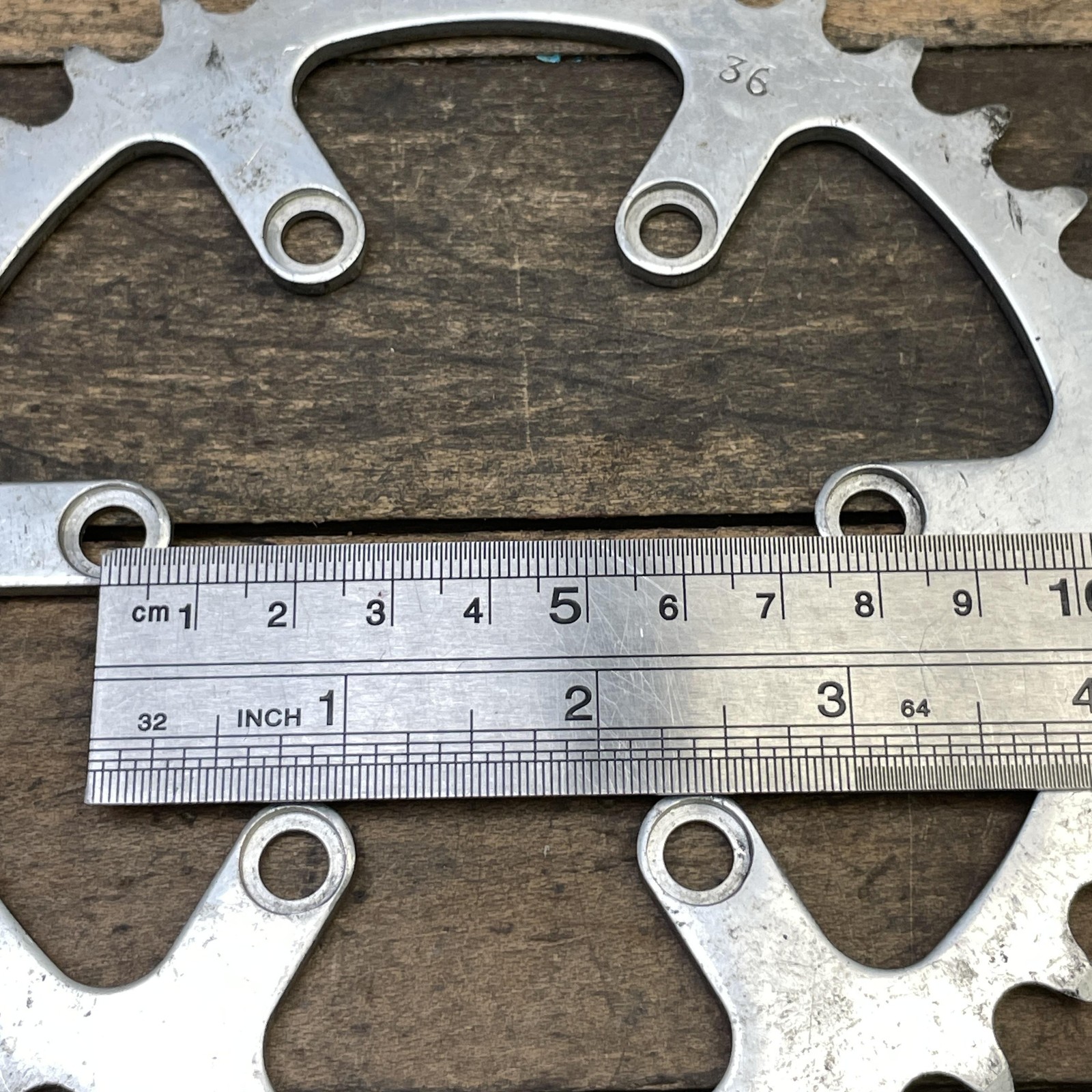 Vintage TA 36T Chainring 80 BCD 6-Bolt 3-Arm Silver Aluminum Bike Chainwheel