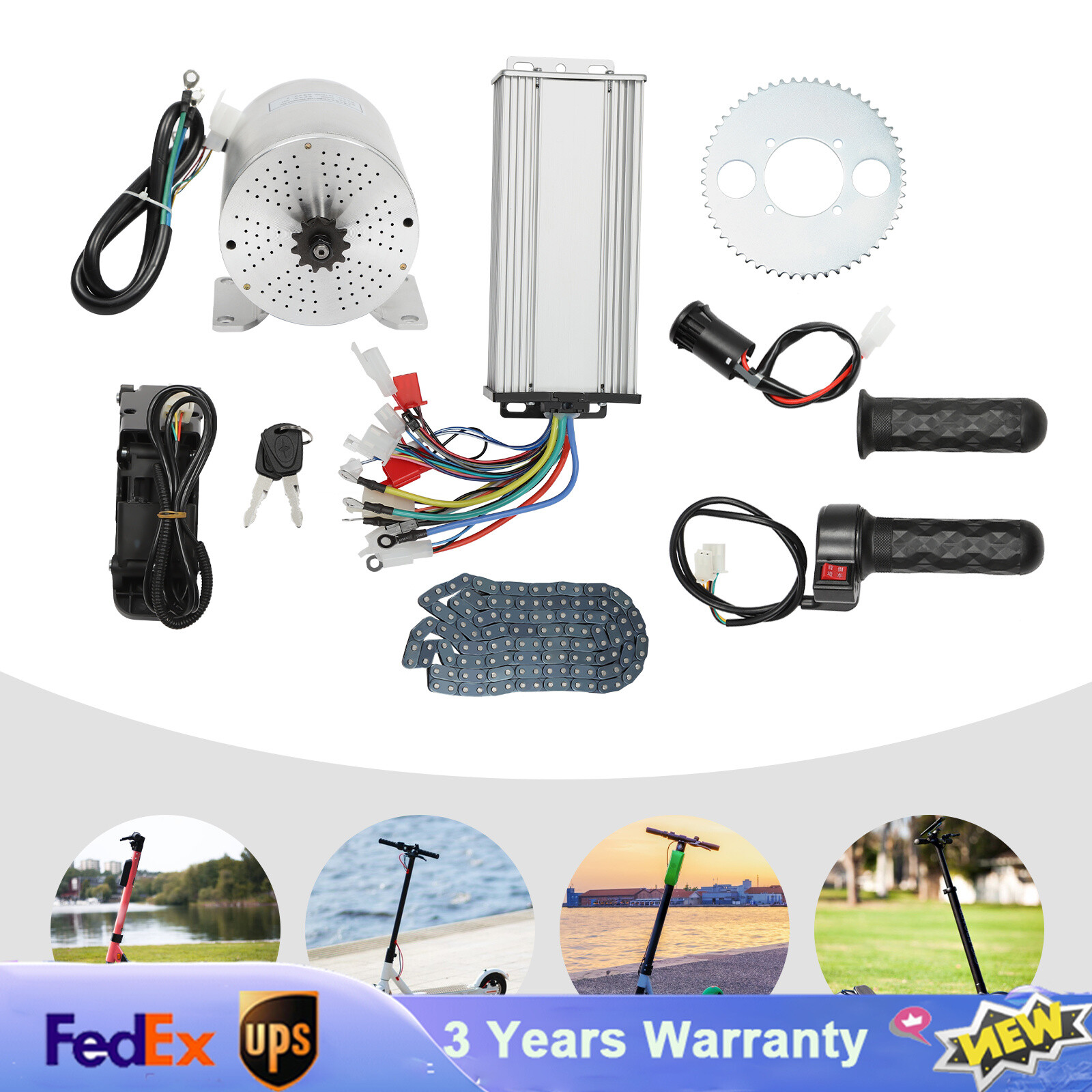 DC 48-72V 3000W Motor Kit with Brushless Controller for Electric Scooter E-Bike