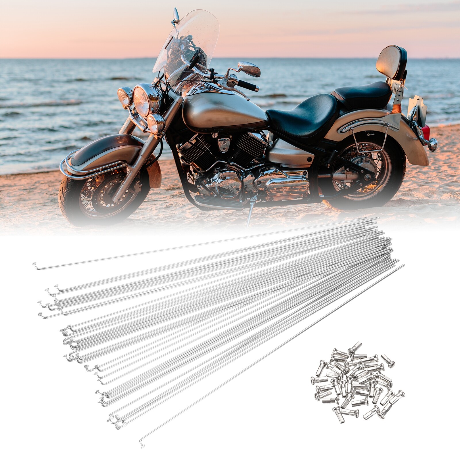 36Pcs 14G Bicycle Spokes 292mm J Bend 2mm Bike Spoke with Brass Nipple, Silver