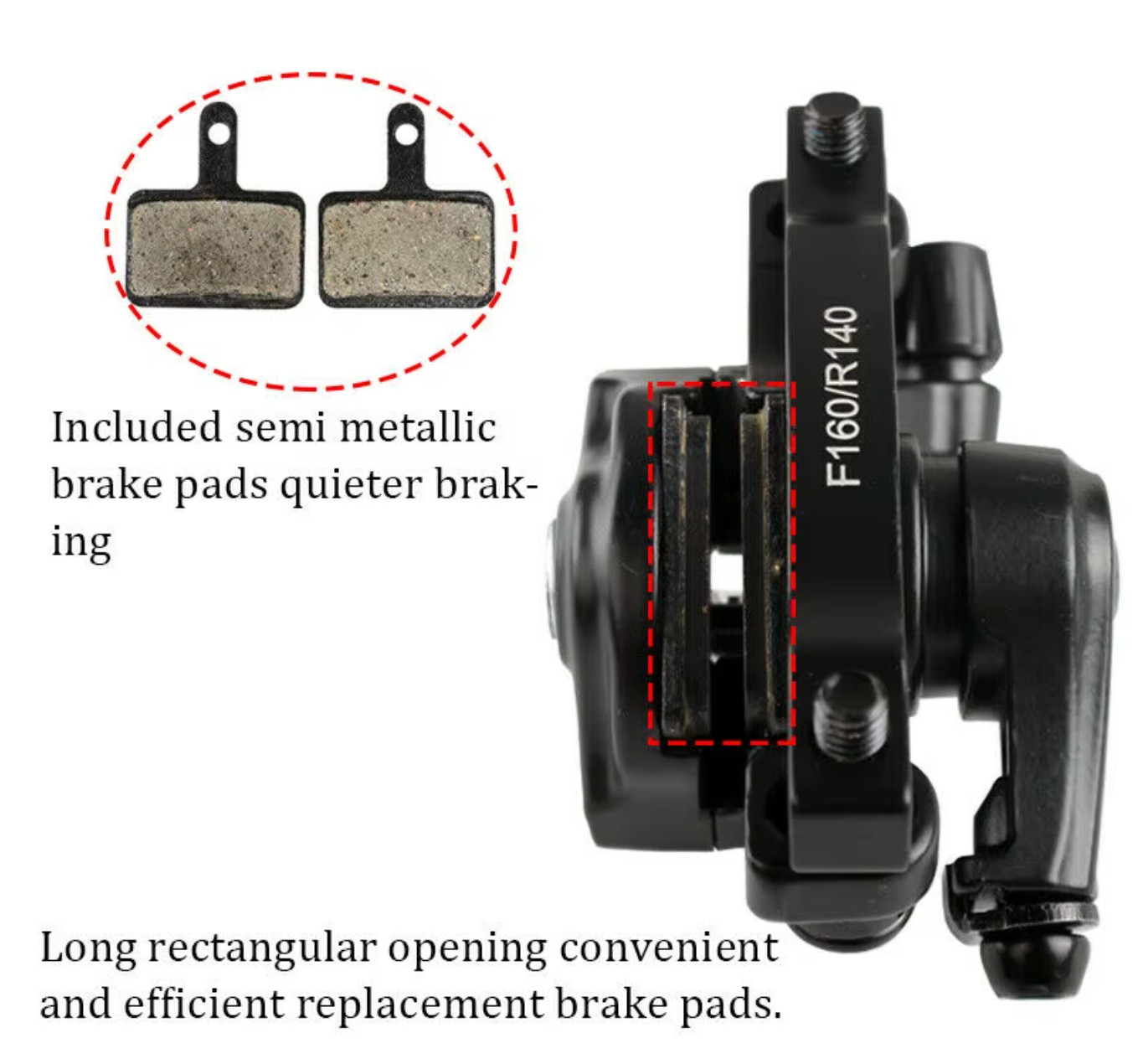 BUCKLOS Bicycle Disc Brake Caliper 160mm Front/Rear Line Pulling Disc Brake