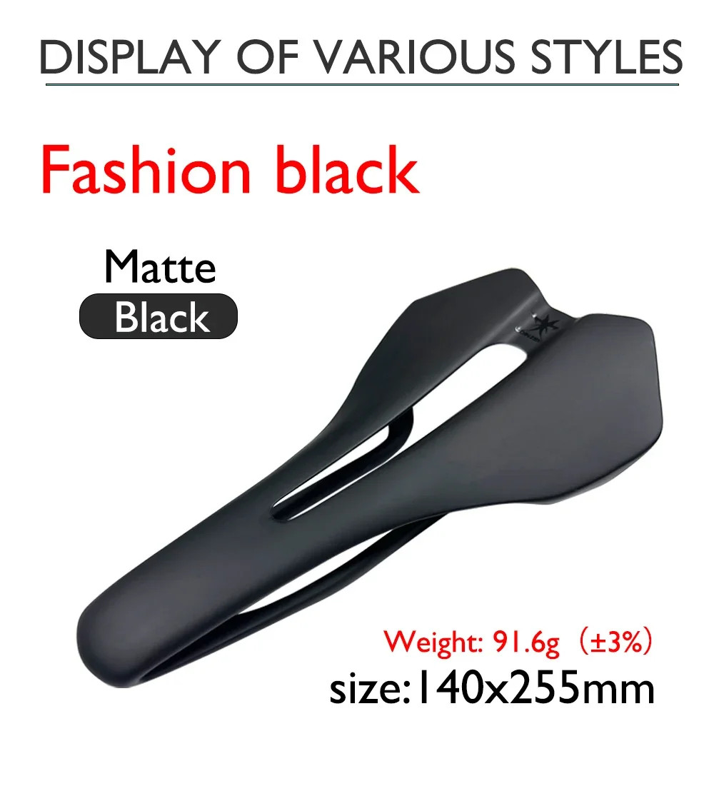 Carbon Fiber Leather Road Bicycle Saddle Hollow-Out Design Bike Seat Cushion