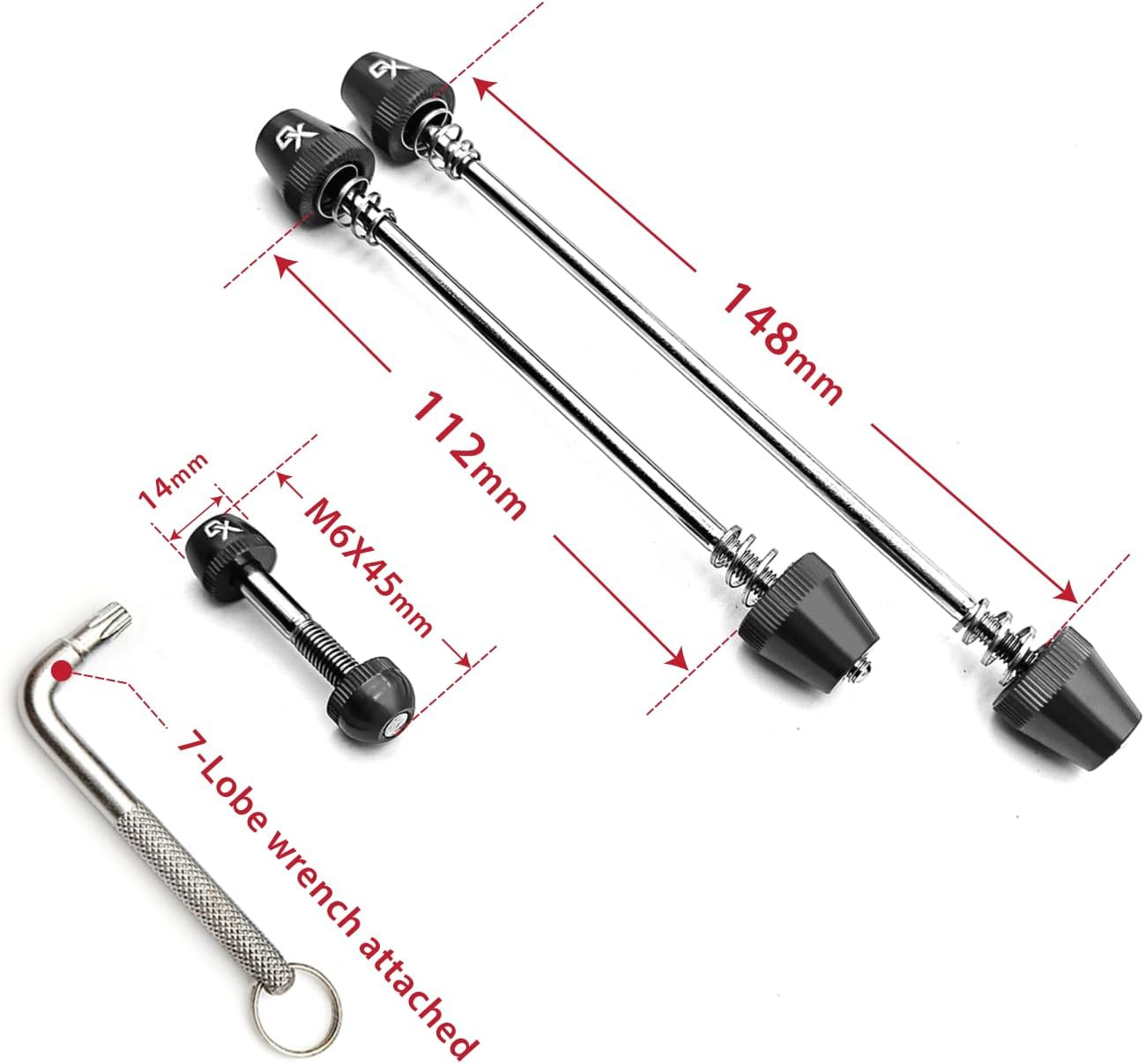 Bike Anti-Theft Locking Skewer 7 Lobe Bicycle Wheel Hub Secure