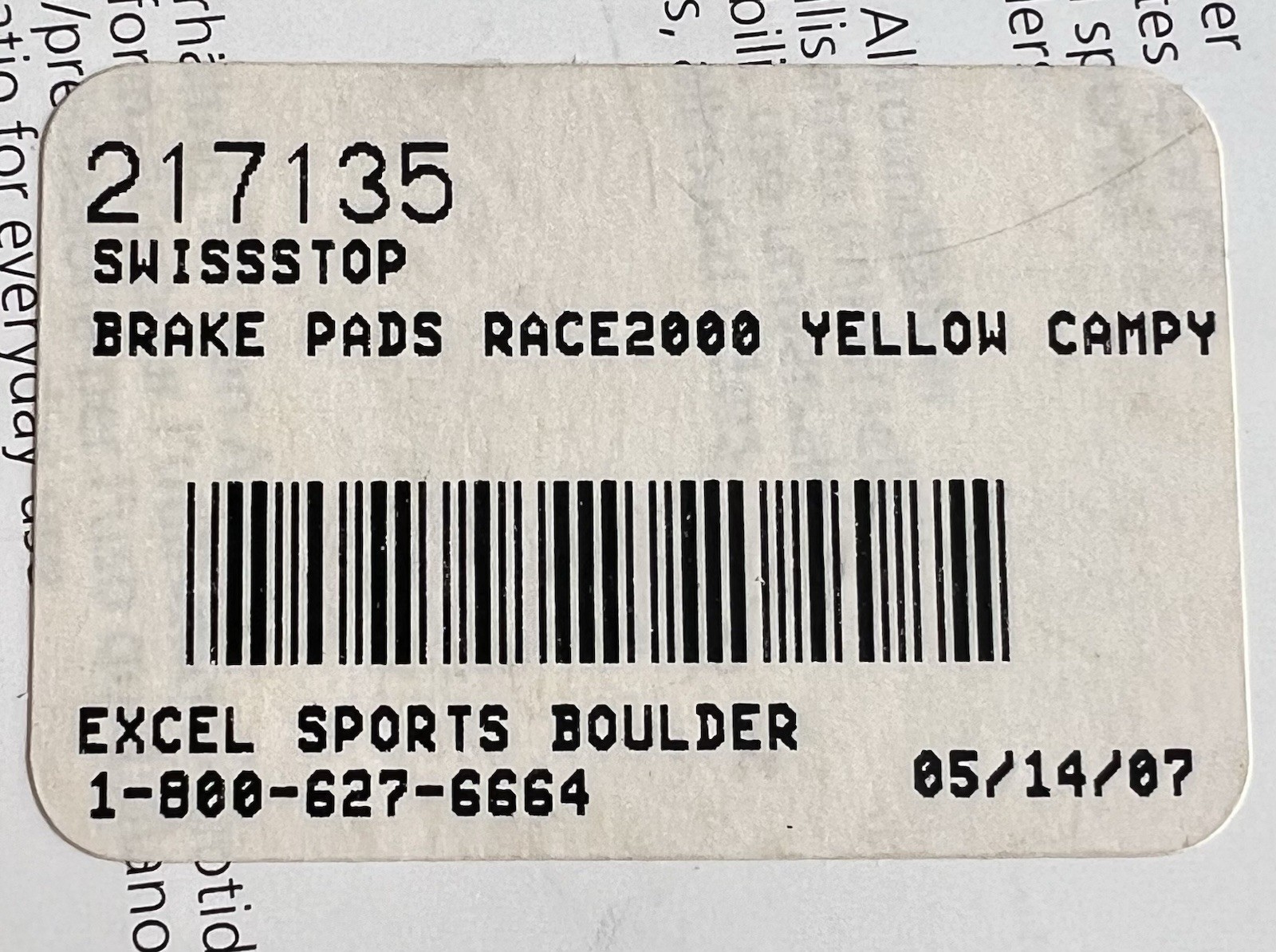 SwissStop Race 2000 (Pro) Yellow Brake Pads – Campagnolo 10 Speed/Zero Gravity