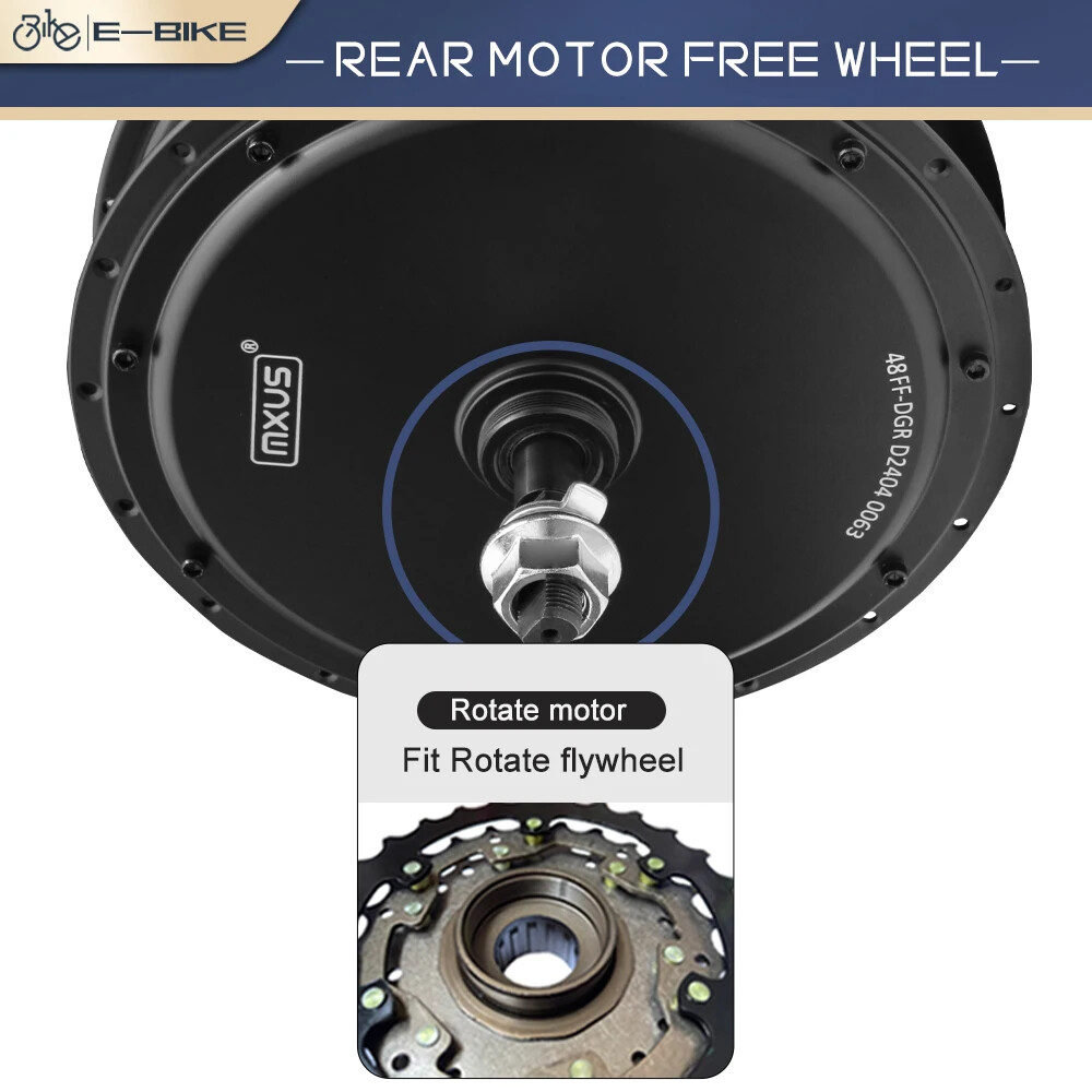 48V 2000W Mountain E-bicycle Brushless Non-gear Rear Hub Motor Dropout 135-142mm