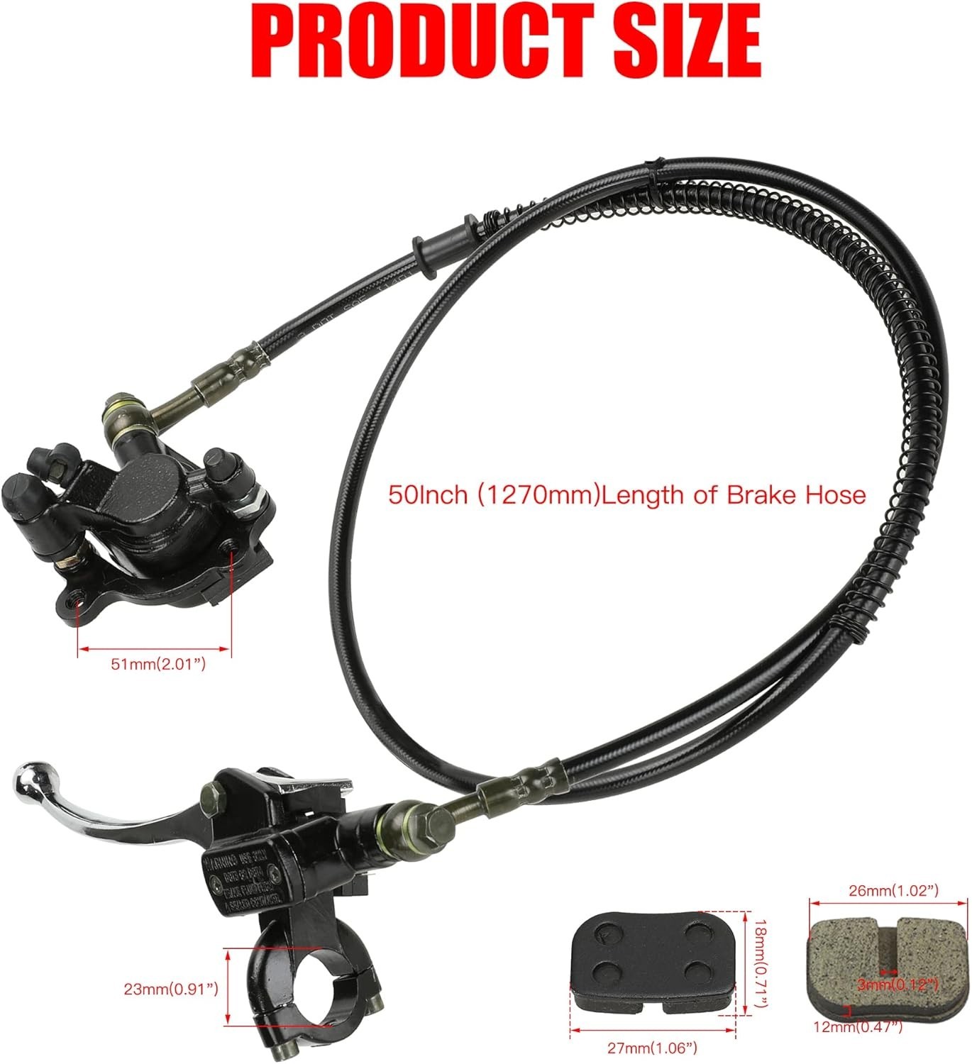 Hydraulic Brake Assembly for Mini Bikes, Superior Stopping Power and Durability