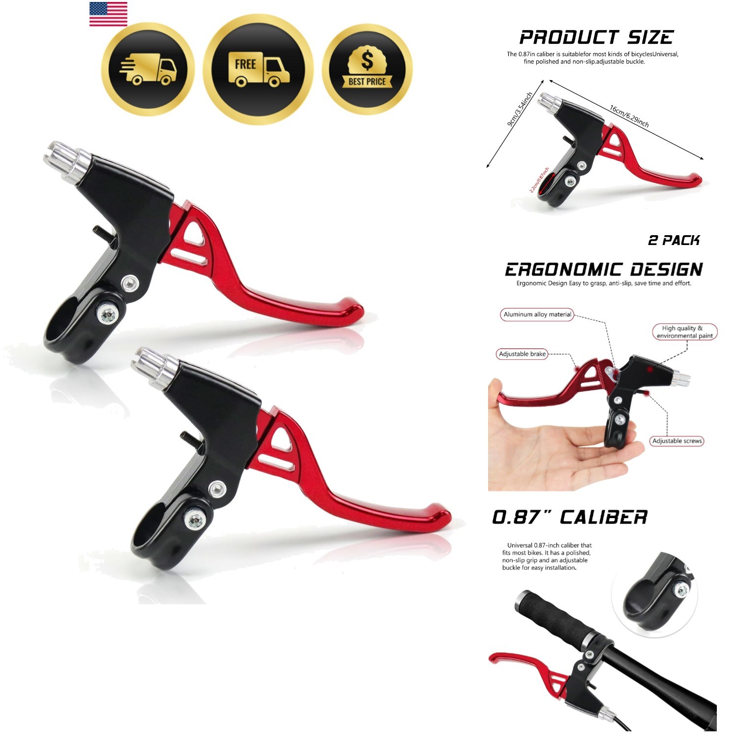 V-Type Bike Brake Set, Complete Universal Bike Front and Rear MTB Brake, Bicy…