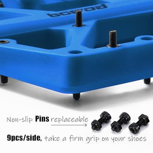 MTB Pedals Large Mountain Bike Pedals, Lightweight Nylon Fiber Composite Blue