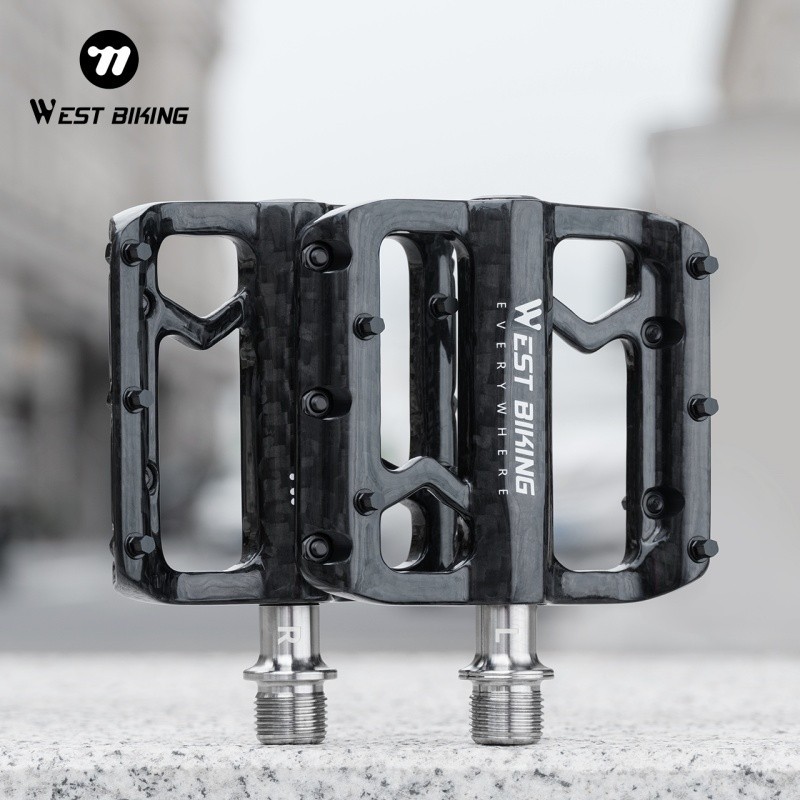 West Biking 3 Bearings Carbon Fibre Titanium Axle Bicycle Pedals Black 180g