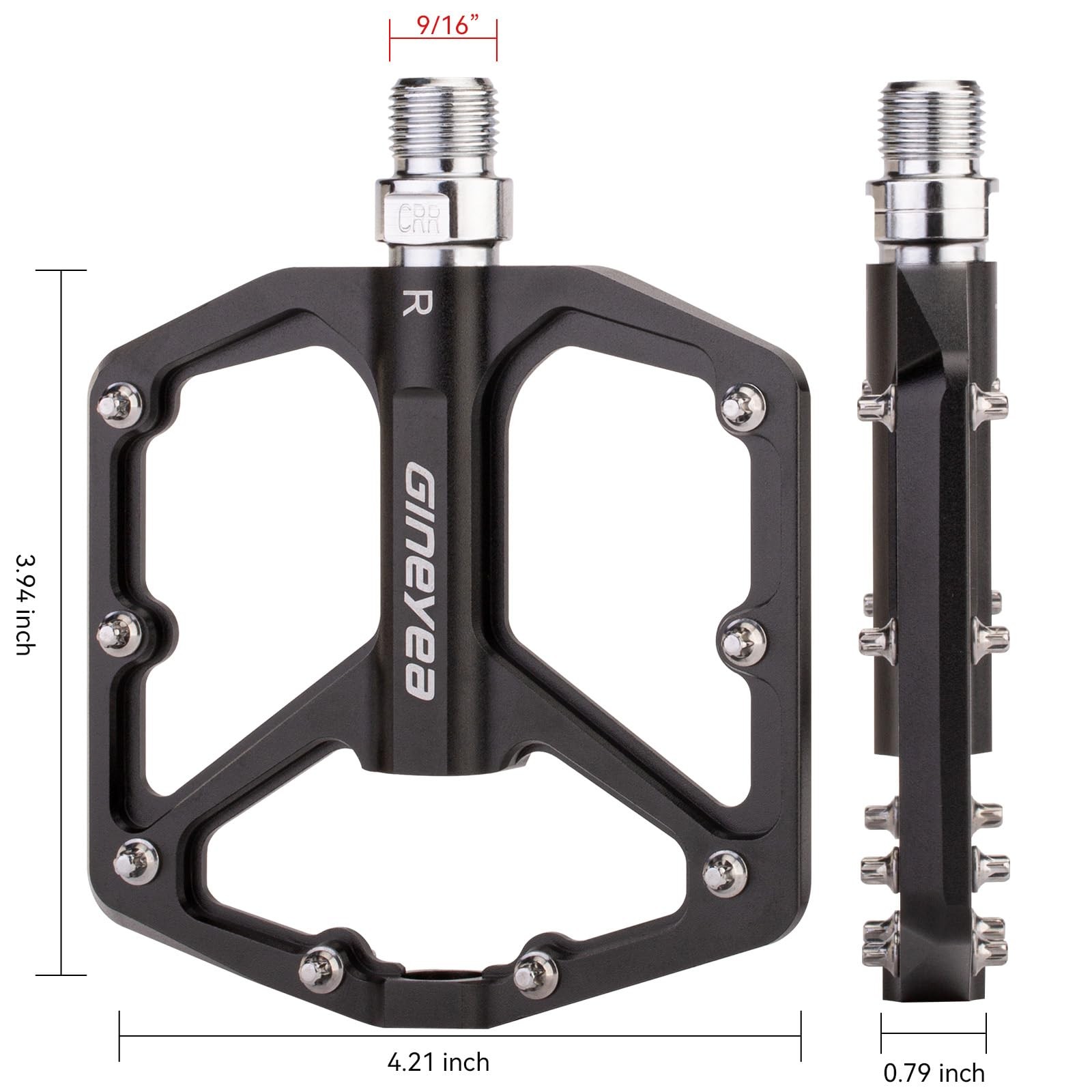 Gineyea Bike Pedals Universal Fit Bicycle Pedals Aluminum 9/16 Sealed Bearing