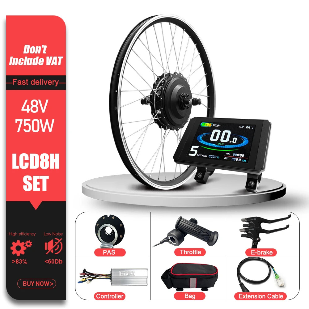 E-bike Conversion Kit 48V 750W Brushless Rear Hub Motor Wheel 20-29Inch 700C