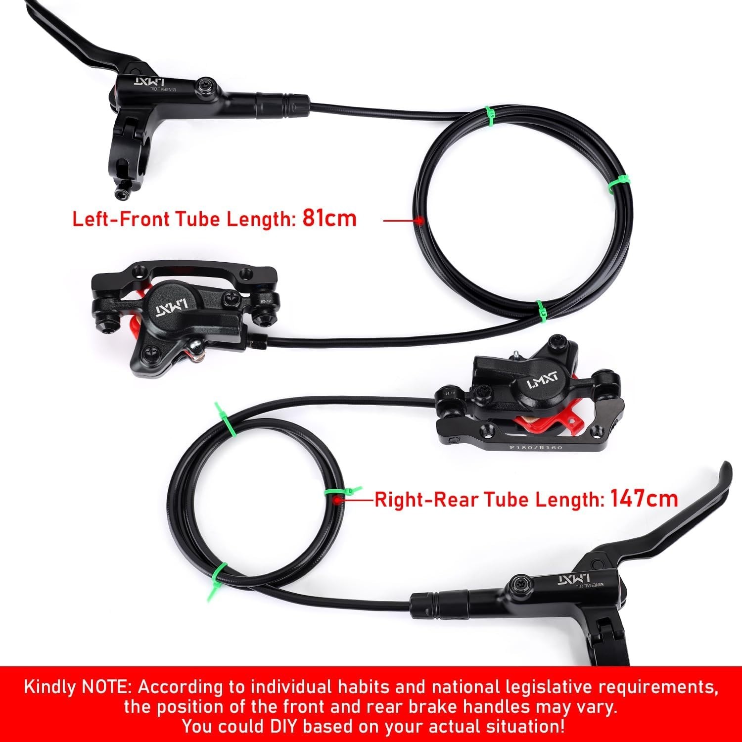 Left Front & Right Rear Brake Kit for Mountain Bike, E-Bike