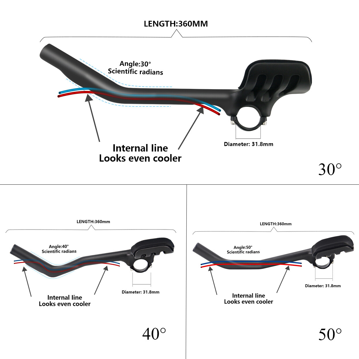 Road Bicycle Rest Aero Bars Carbon Triathlon TT Handlebars 360mm Degree 30/40/50