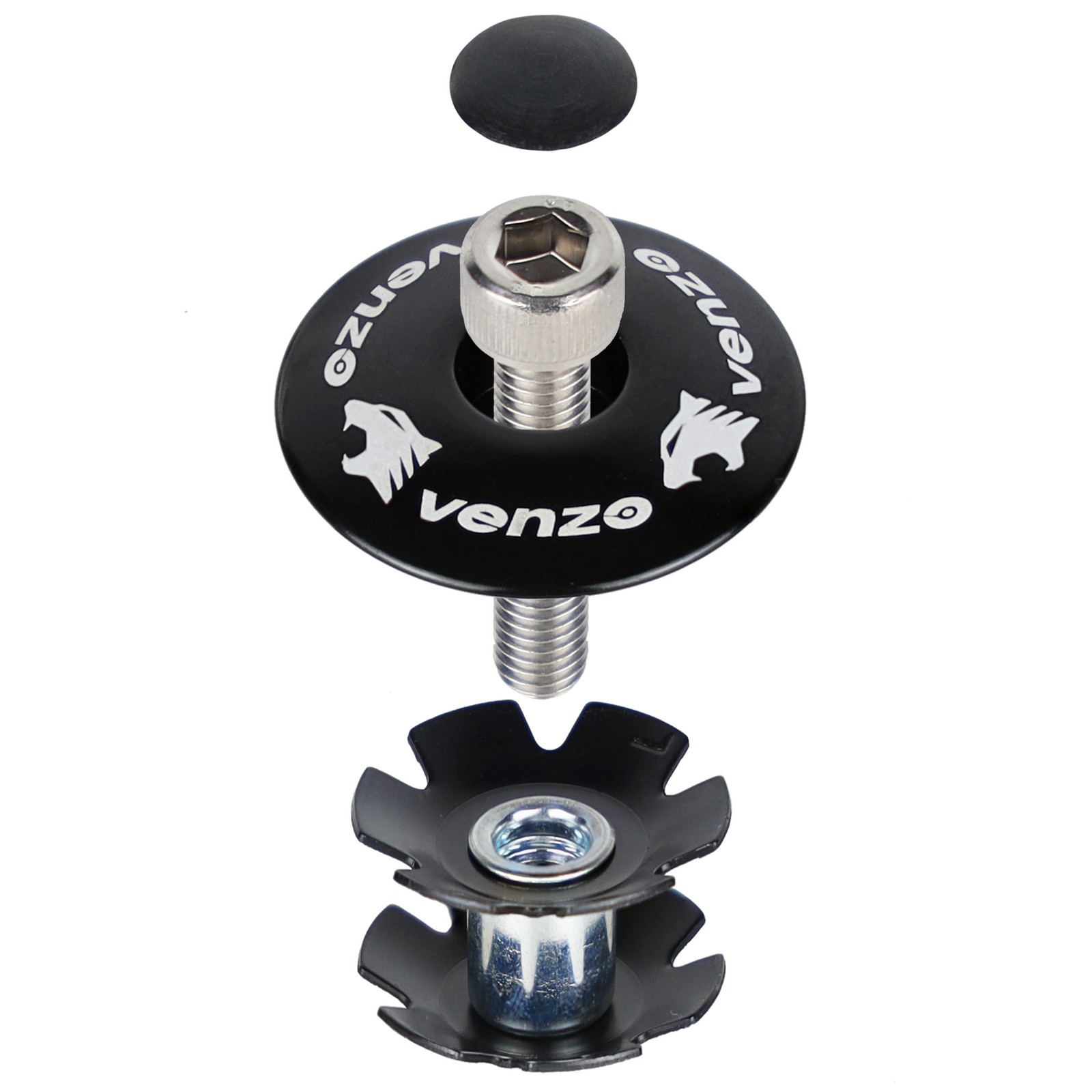 2x VENZO Bike Bicycle Fork Tube Lightweight Star Nut 1-1/8″ with Headset Cap Kit