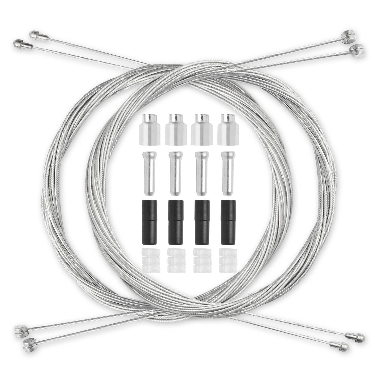4Pcs Universal Bike Brake Cable Set, Standard As shown in the picture, Silver