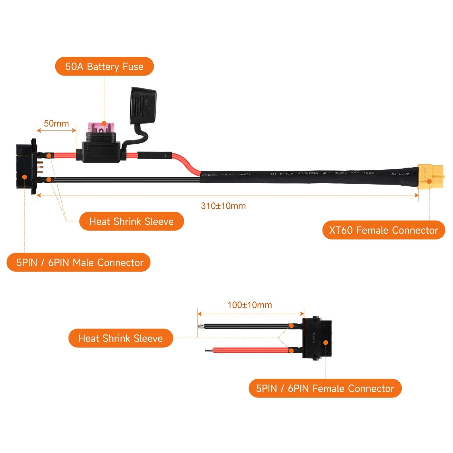 for Hailong Battery Power Box Discharge Connector Plug 5 Pin 6 Pins Battery Base