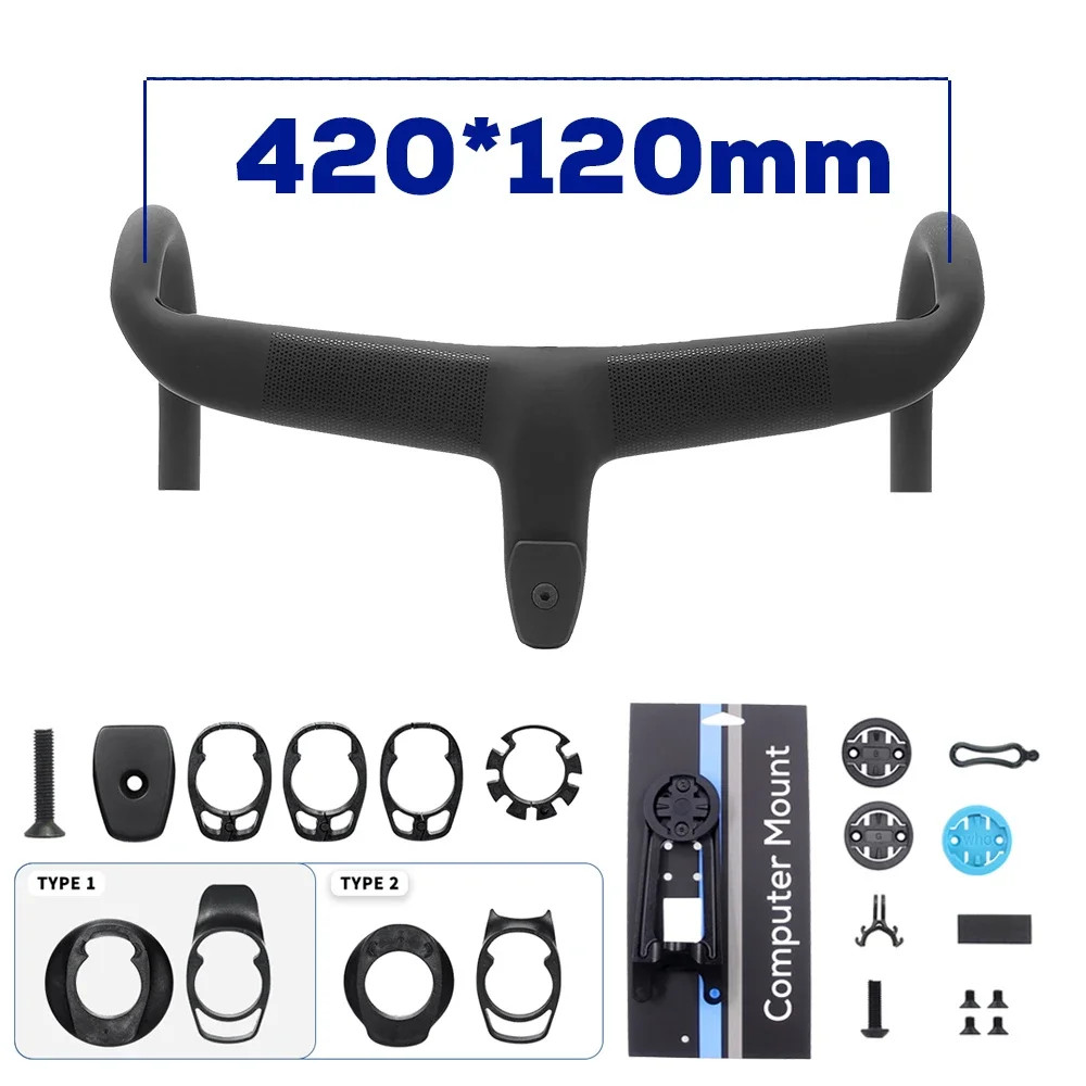 -10 Degree Carbon Fiber Integrated Road Bike Handlebar Internal Cable Routing