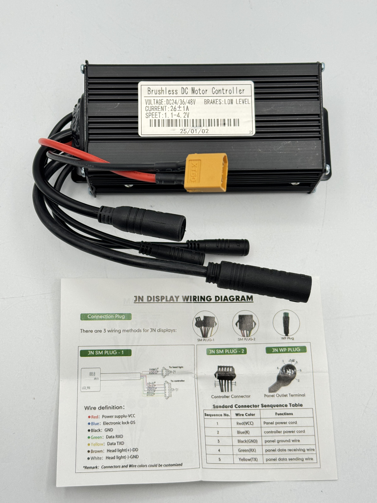 Electric Bike Controller 24V 36V 48V 26A Sine Wave 3-Mode Control Box DC Motor