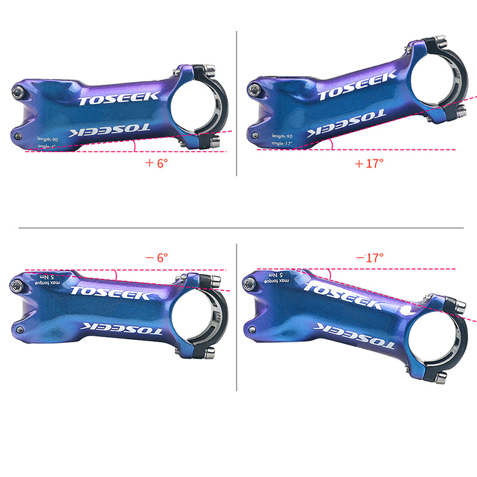 Aluminum Alloy Bicycle Stem Racing Road Mountain Bike Handlebar Stem Blue 6°/17°