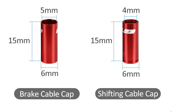 GUB Bicycle Cable Ferrules – Black Aluminum – 4mm (Shifter) and 5mm (Brake)