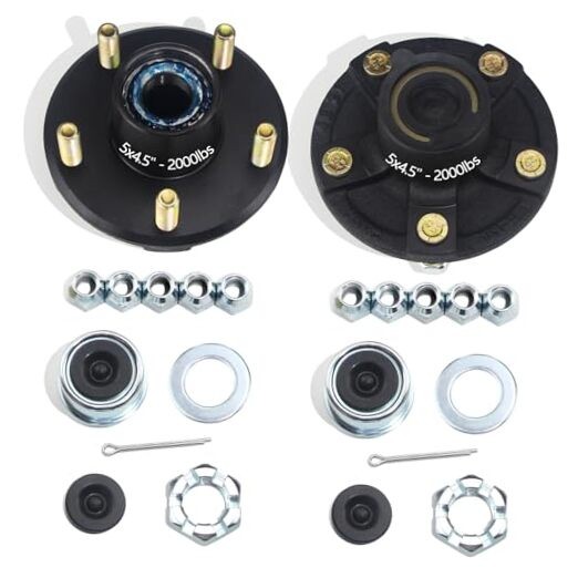 2 Sets Trailer Hub Kits 5 on 4.5» for 2000 lbs 1-1/16» Straight Spindle, Pre