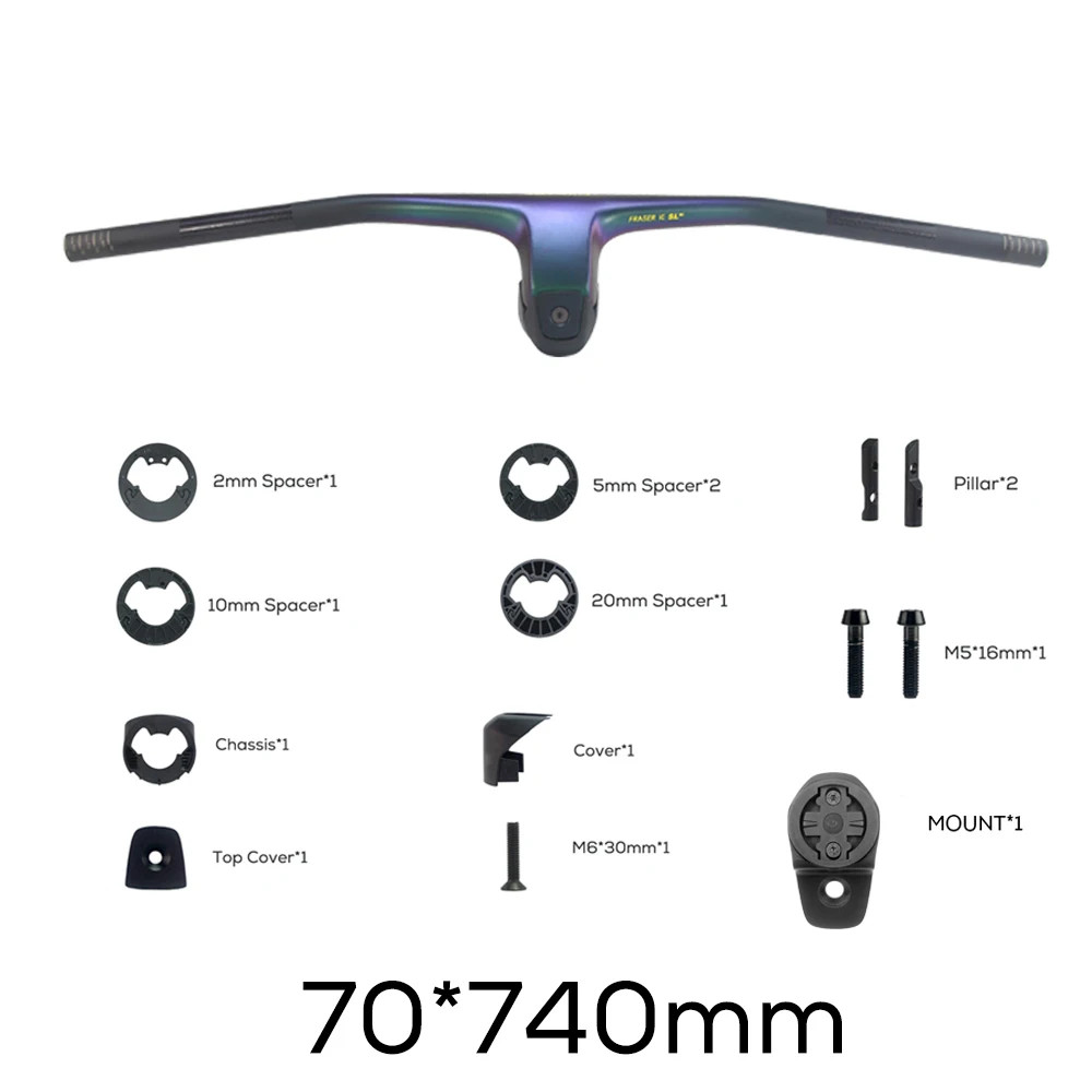 -20° Full Carbon Fibre MTB Bicycle Integrated Cockpit Handlebar 740mm 760mm