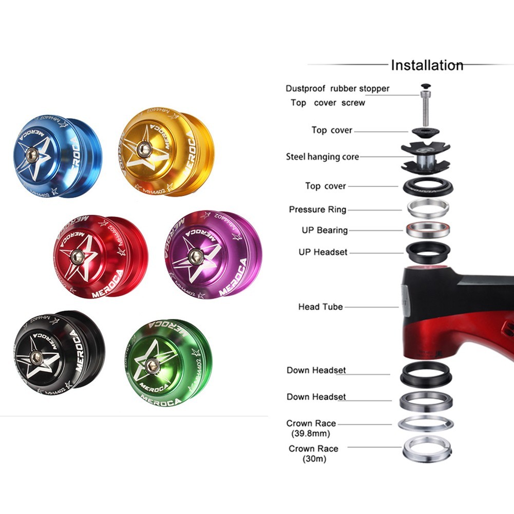 Aluminum Alloy Fork Headset Bearing Bowl Set for Bike 28 6mm Tube 44mm Headset