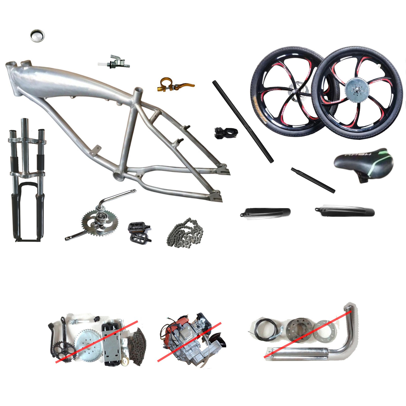 Fuel Tank Frame Integrated 26″ Bicycle with 0.6 Gallon 2.7L Gas Frame Motor Bike