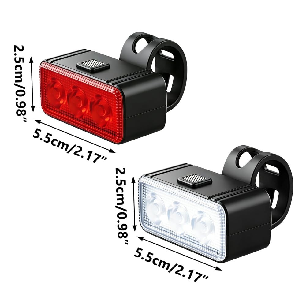 2PCS Bicycle Light Set Rechargeable LED Front and Back Lights IP Waterproof