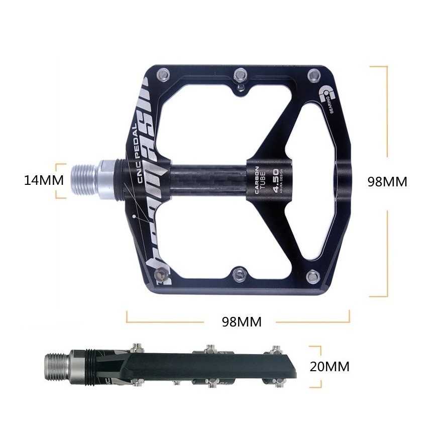 Road Mountain Bike XC Bicycle Pedal 3 Bearing Flat Pedals Aluminum Carbon Tube