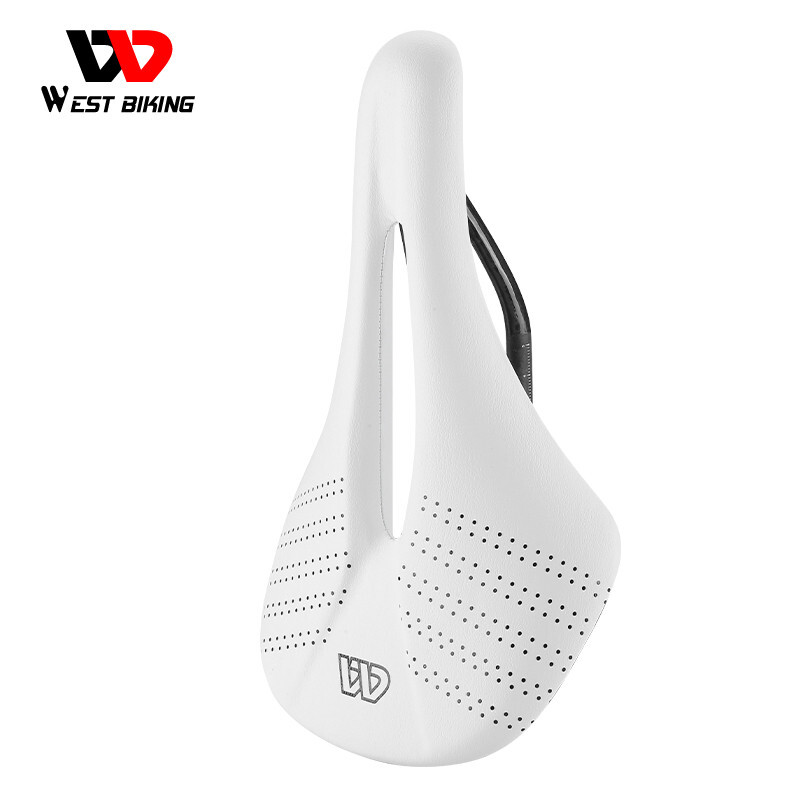 WEST BIKING PVC Leather Carbon Fiber Bike Saddle Bicycle Saddle Cushion White