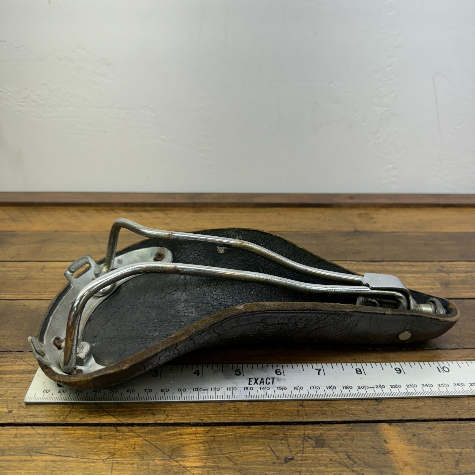 Vintage Belt Leather Saddle Fuji Seat Fujita Brown Tokyo 70s 80s Tour Race A2