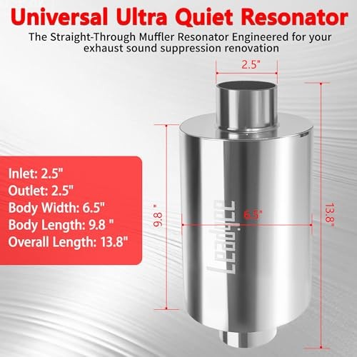 1141 2.5″ Inlet & Outlet Ultra Quiet Resonator,13.8″ Overall Length Center