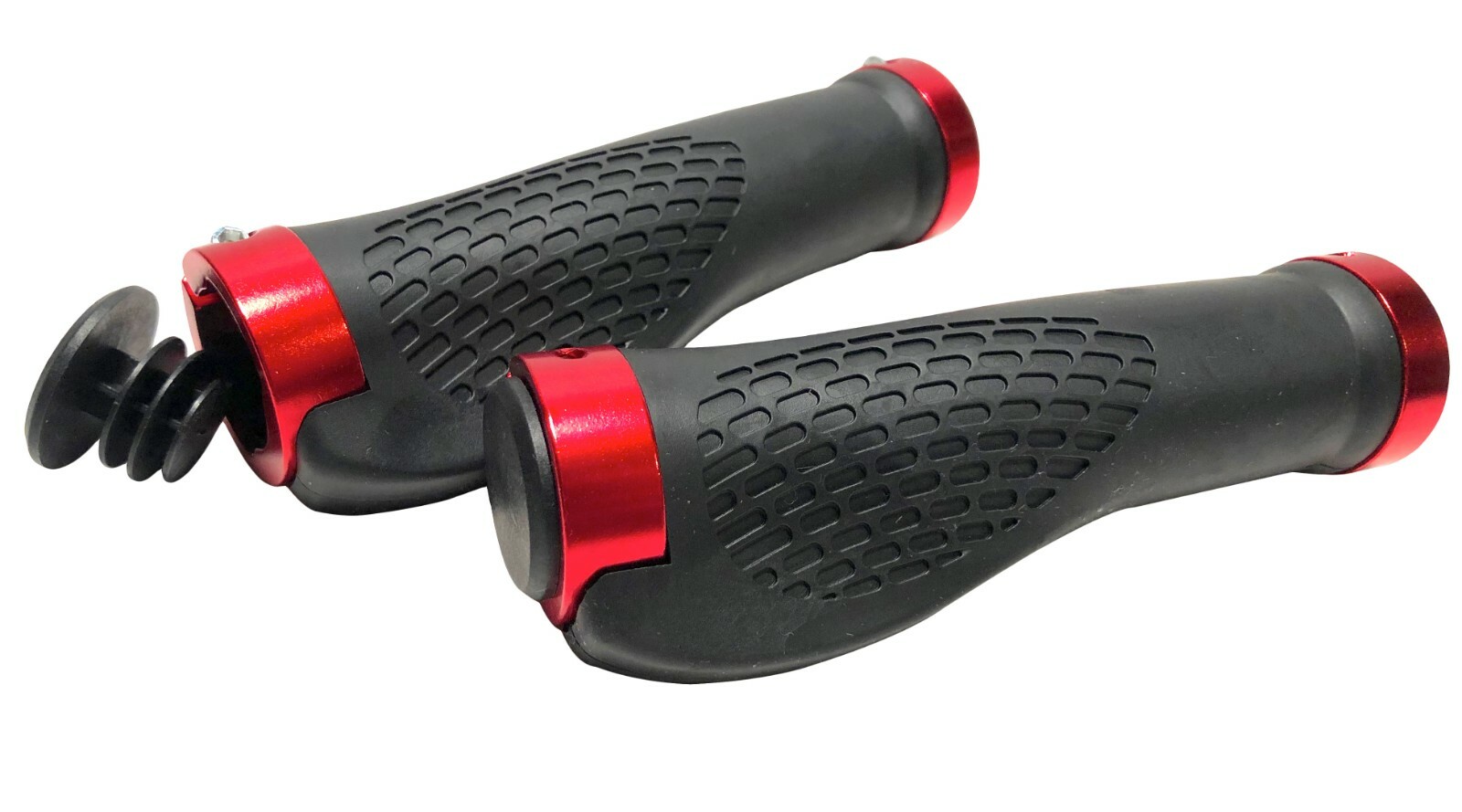 Lock on Red Ergonomic Bike Grips for MTB BMX Handlebar Grips with End Caps