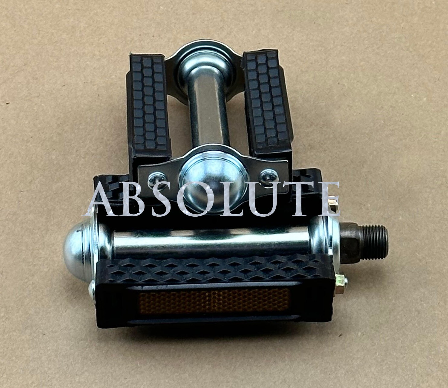 Vintage Square Style Bicycle Pedal Block PVC Cruiser Pedals 9/16″ Black/Chrome.