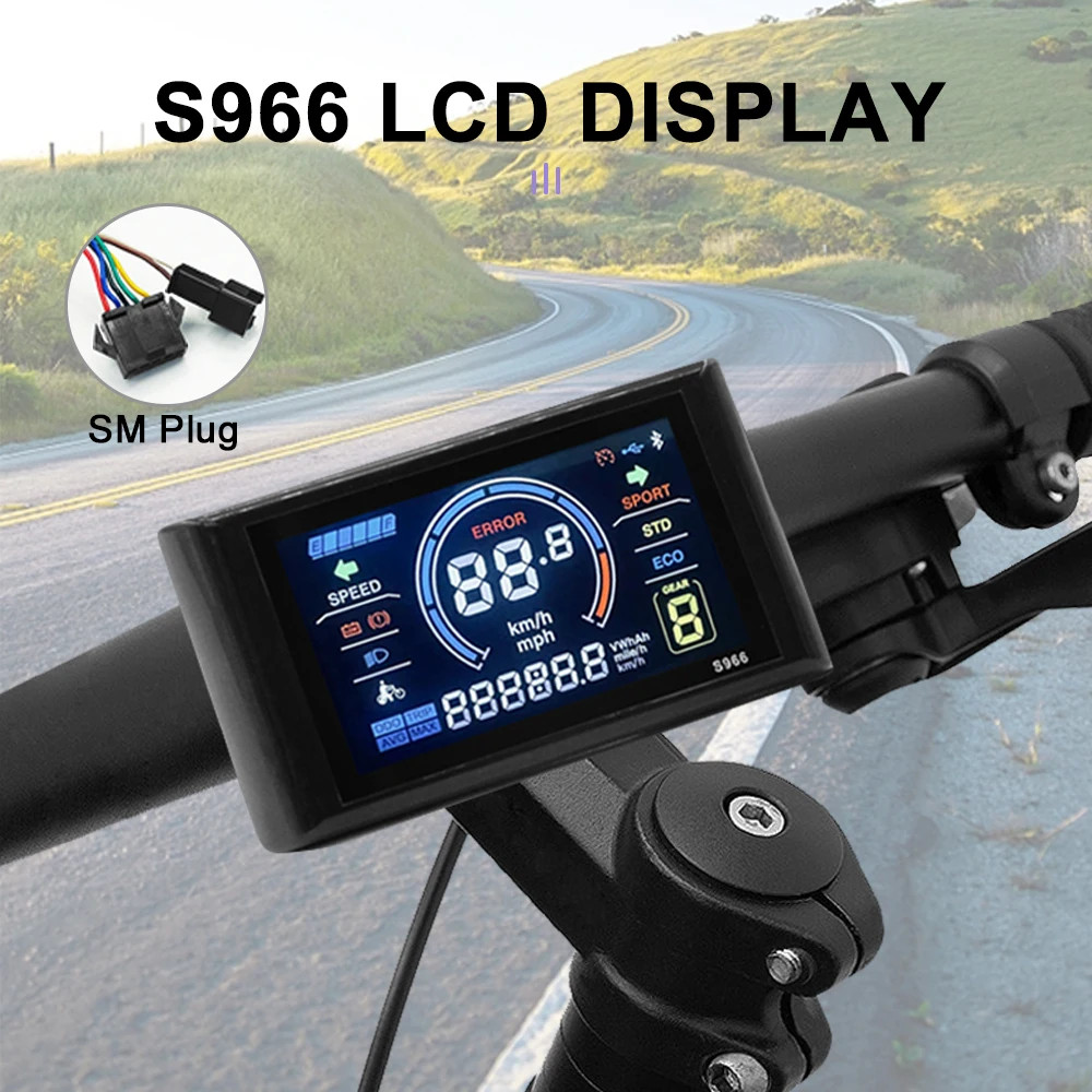 E-bike Display S866 S900 UKC1 LCD Display 24V-48V SM/Waterproof Connection Plug