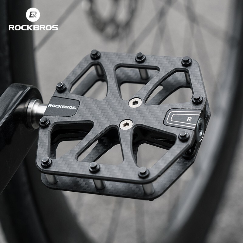 ROCKBROS Bicycle Carbon Pedal Titanium Axle Super Light 3Bearing Anti-Skid Pedal