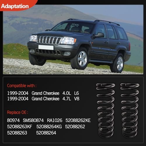 Front Left & Right Suspension Coil Spring 1999-2004 Grand Cherokee 4.0L 4.7L
