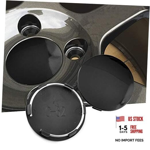 4PCS 62mm Wheel Center Caps Compatible with OD: 2.44 in, ID: 2.28 in Black