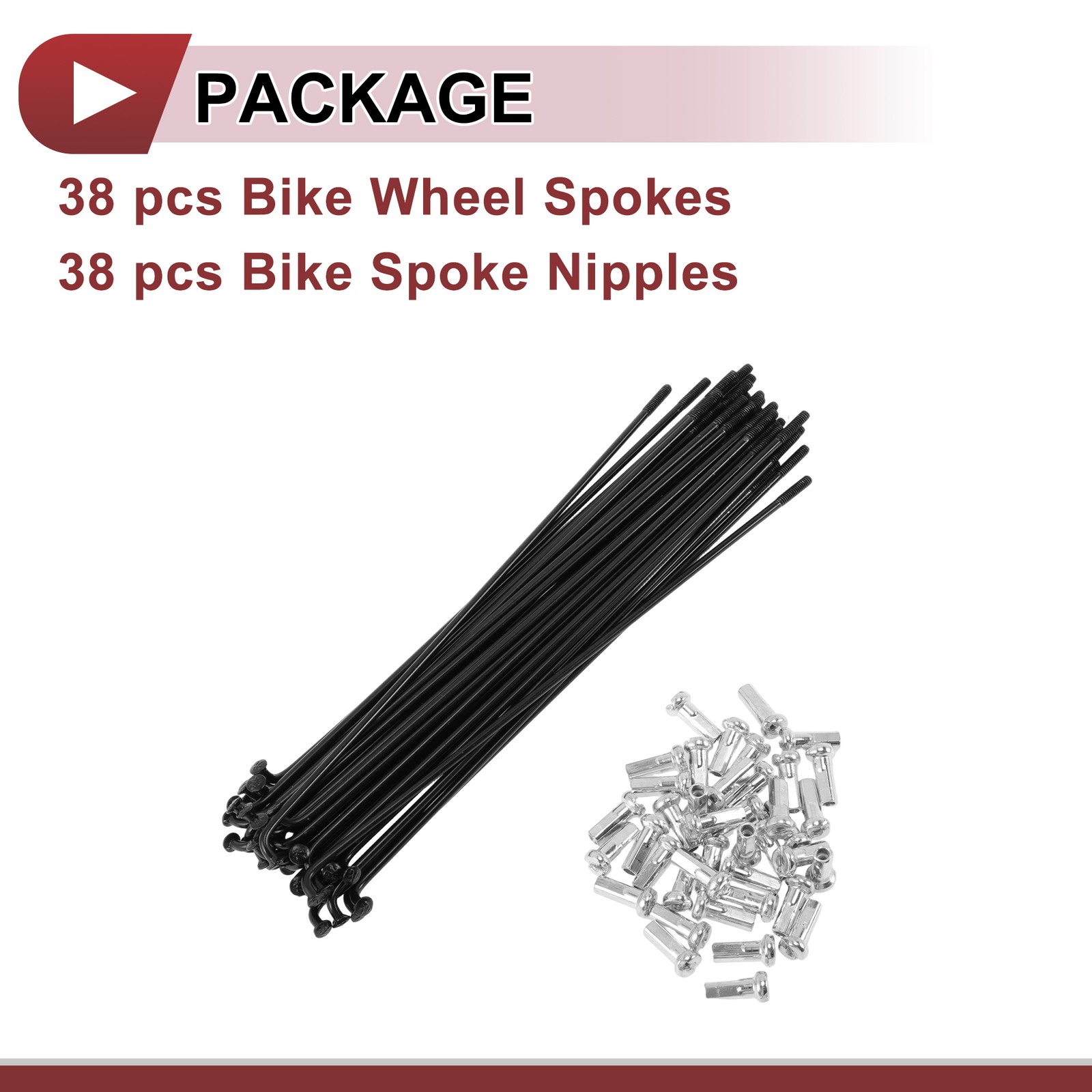 38 Set 14G Bicycle Spoke 139 mm 14G Bike Wheel Spoke Carbon Steel Black