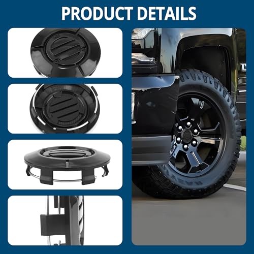 4PCS 3.25in Wheel Center Caps 83mm OD: 83mm/3.27in, ID: 76mm/2.99in Black