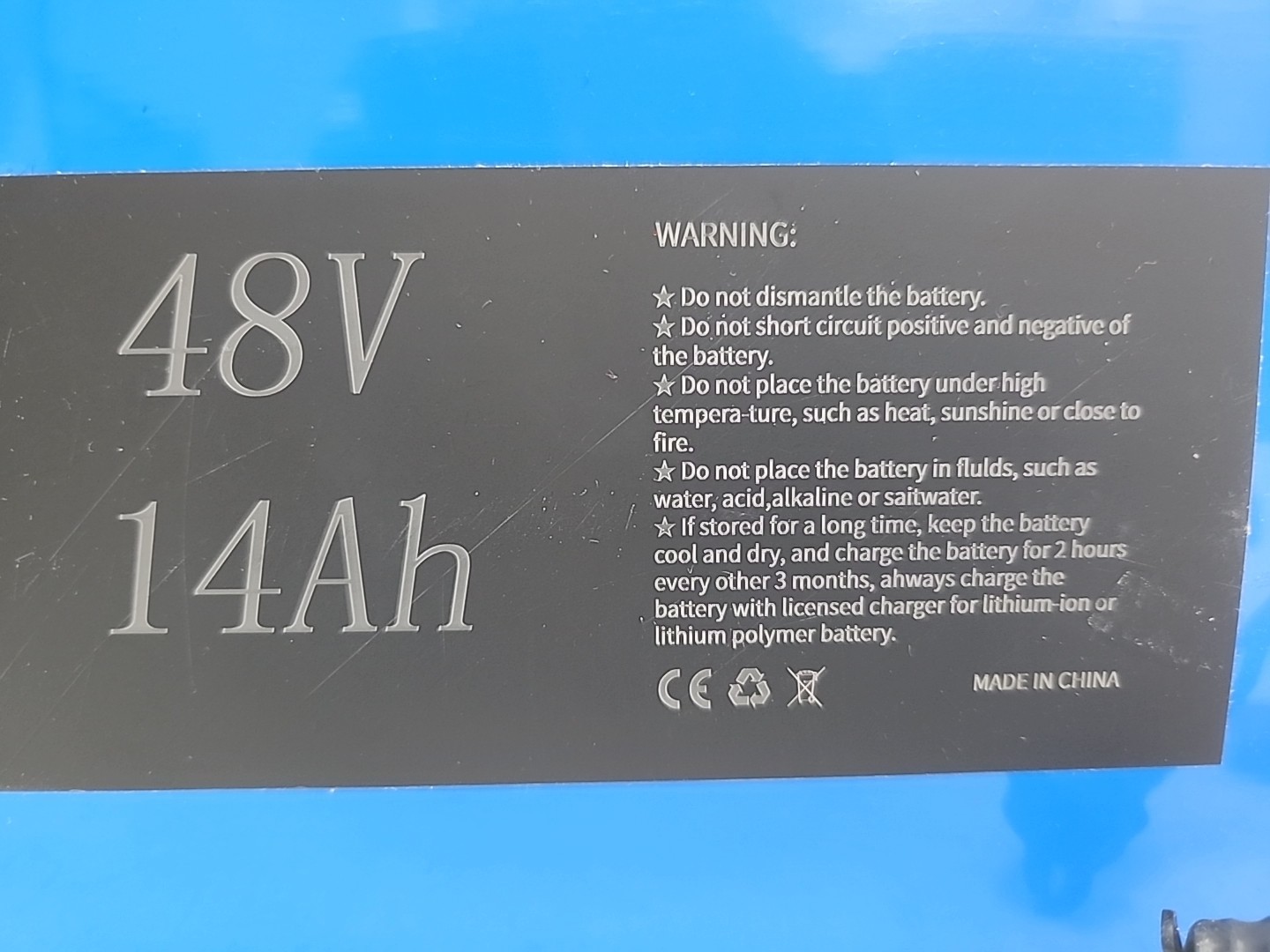NEW Unbranded 48V 14Ah Ebike Lithium Battery Pack 30A USB. (Max 1000W)