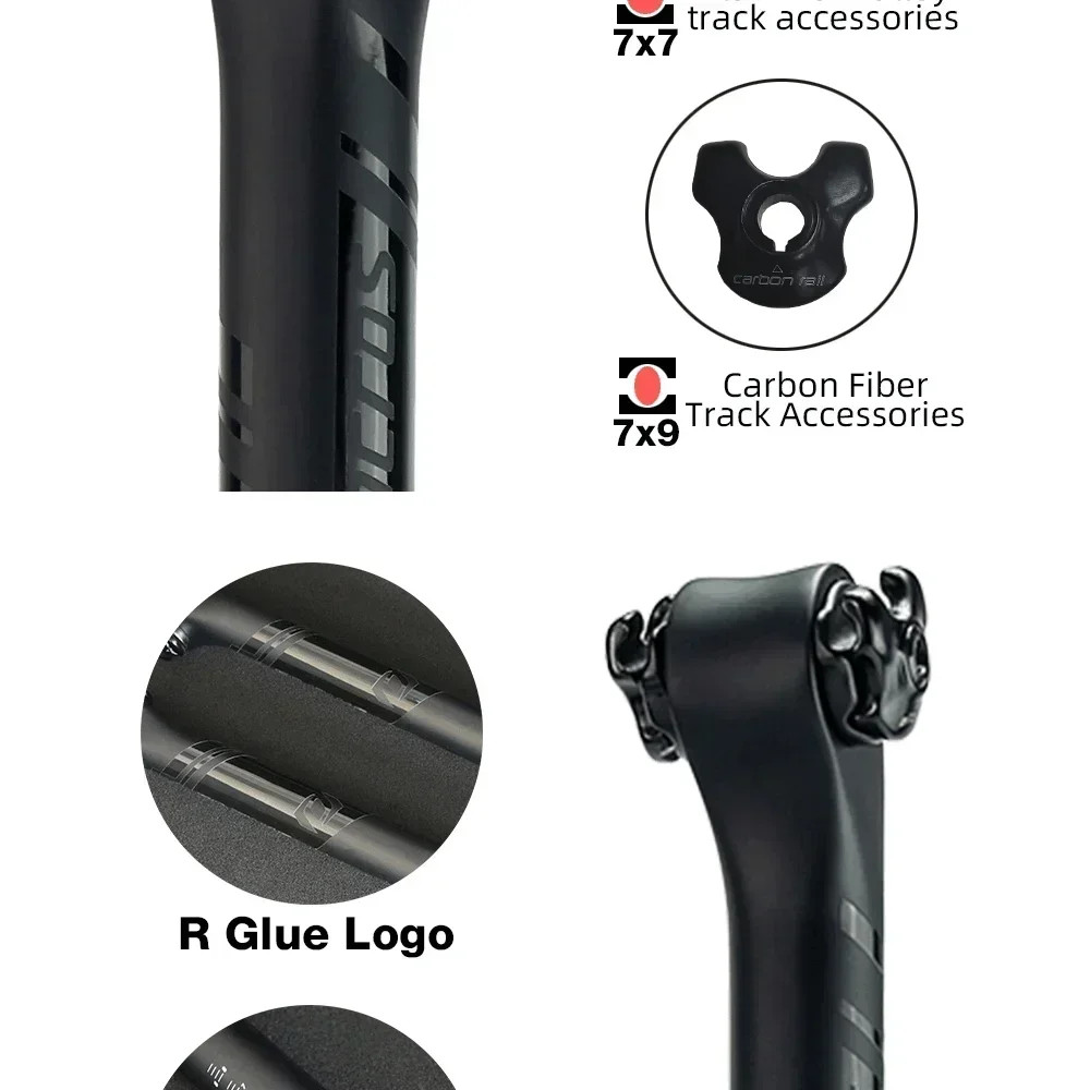 Carbon Fiber Seatpost MTB Road Bicycle Seat Tube 0°/20° Alloy Rail 7×9/7x7mm